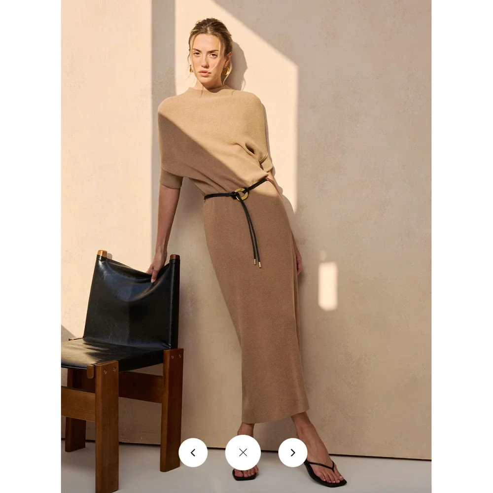 Copied - NWT Commense Belted Ribbed Knit Midi Dress Sz M - Picture 3 of 5